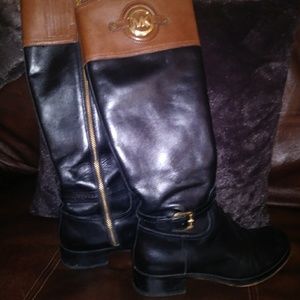 MICHAEL KORS Stockard Black Brown Leather Boots